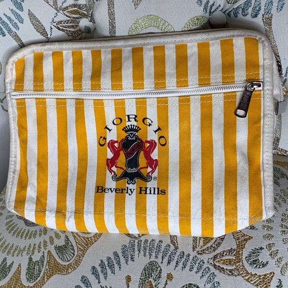 giorgio beverly hills Accessories - Giorgio Beverly Hills Stripe Top Zip Cotton Bag